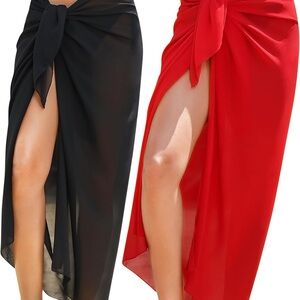 Elegant Red Swim Suite Cover-Up